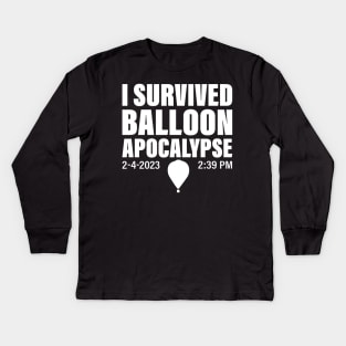 I Survived Balloon Apocalypse Funny Chinese Spy Surveillance Kids Long Sleeve T-Shirt